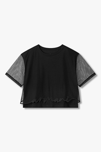 ARMANI EXCHANGE 여성 메쉬 레이어드 크롭 티셔츠 | 신세계V