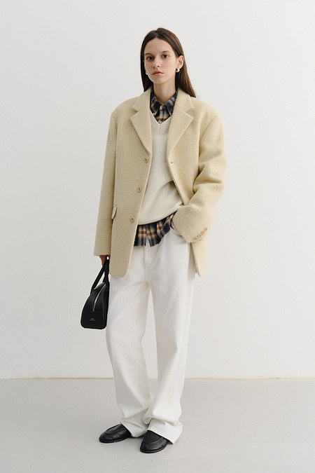 DUNST UNISEX 3 BUTTON BOUCLE WOOL JACKET BUTTER_UDJA5D124Y1 | 신세계V