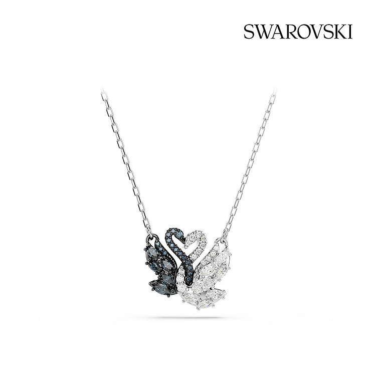 [성한빈 착용][스와로브스키/본사정품] Swan 블랙 로듐 목걸이 5705721