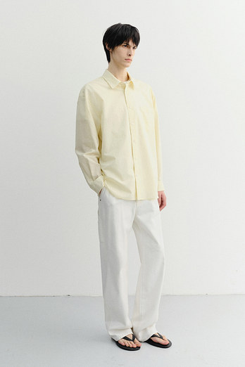 DUNST UNISEX SUMMER BREEZE STRIPED OVERSHIRT BUTTER_M_UDSH6B126Y1 | 신세계V