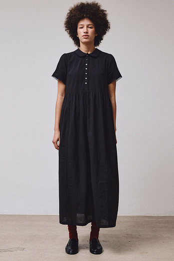 VIS A VIS EMBROIDERED LACE TRIM COTTON DRESS (BLACK) | 신세계V