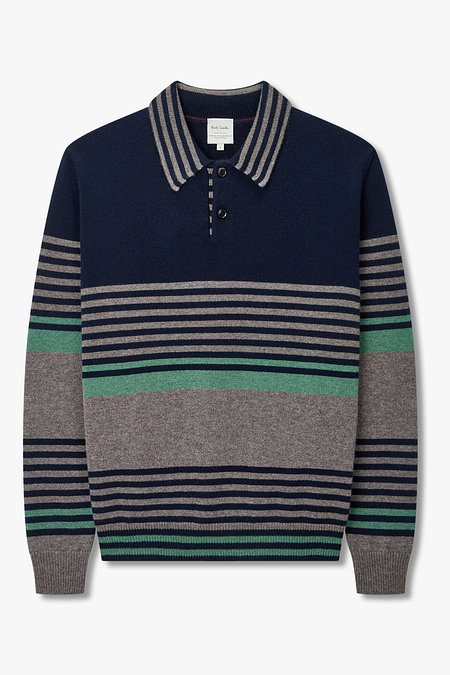 PAUL SMITH 캐시미어 스트라이프 니트 폴로 | 신세계V