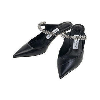 JIMMY CHOO [지미추] 여성 빙 크리스탈 스트랩 뮬 BING 65 EBK BLACK | 신세계V