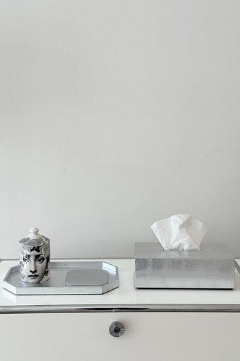 ATELIER QUINCE [선물 포장] 아틀리에 퀸스 AL 브러쉬드 티슈케이스 실버 L | 신세계V