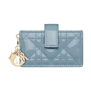 CHRISTIAN DIOR 디올 레이디 5 포켓 카드 홀더 페이턴트 까나쥬 카프스킨 스카이 블루 S0074OVRB_M81B 50556928 | 신세계V