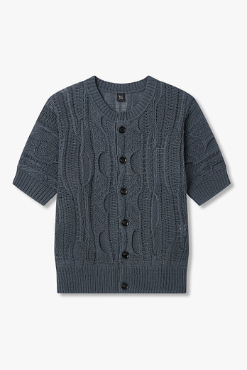 Yohji Yamamoto [Y's]숏 슬리브 라운드넥 니트 가디건 | 신세계V