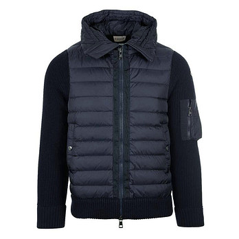 MONCLER [명품] 25FW 로고 패치 믹스 니트 패딩자켓 네이비 9B508 00 A9340 777 47378994 | 신세계V