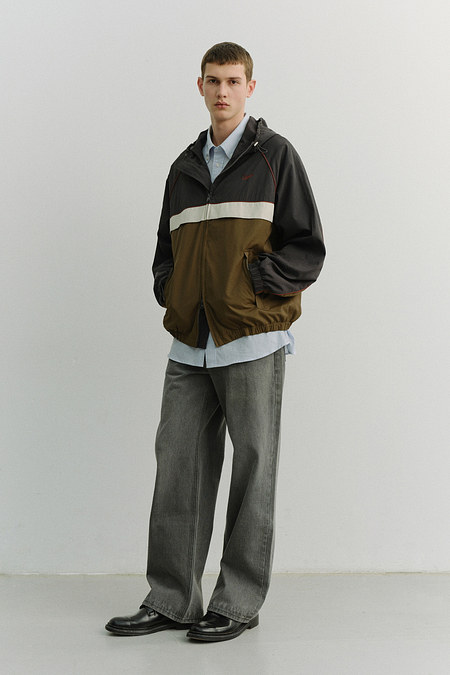 DUNST UNISEX BLOCKED WINDBREAKER CHARCOAL GREY_M_UDJU6A110CG | 신세계V