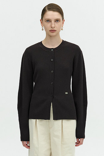 L`H.A.S HOURGLASS KNITTED CARDIGAN_WINE | 신세계V