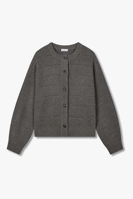 BRUNELLO CUCINELLI 여성 울 블렌드 스팽글 니트 가디건 | 신세계V