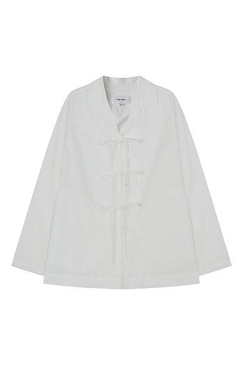 VIS A VIS COTTON TIE-FRONT LS SHIRT (WHITE) | 신세계V
