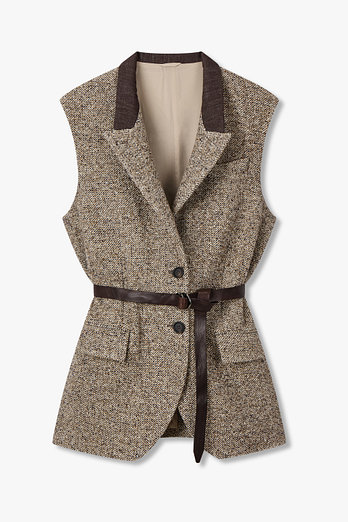 BRUNELLO CUCINELLI 여성 벨티드 싱글 브레스티드 베스트 | 신세계V