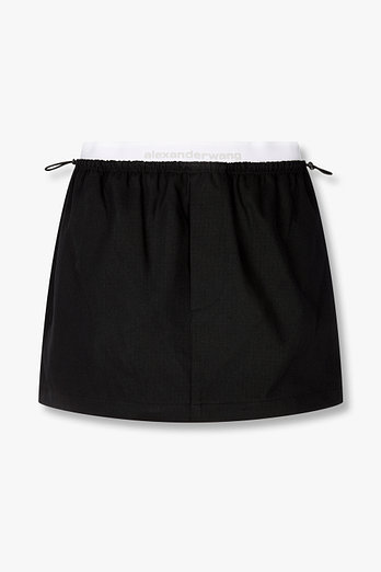 ALEXANDERWANG 로고 밴딩 미드라이즈 스커트 | 신세계V