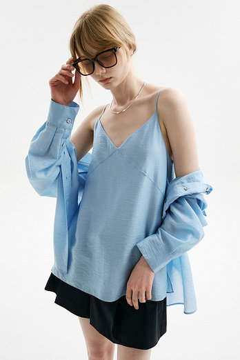 L`H.A.S LAYERED SHIRT SLIP SET UP2_BLUE | 신세계V