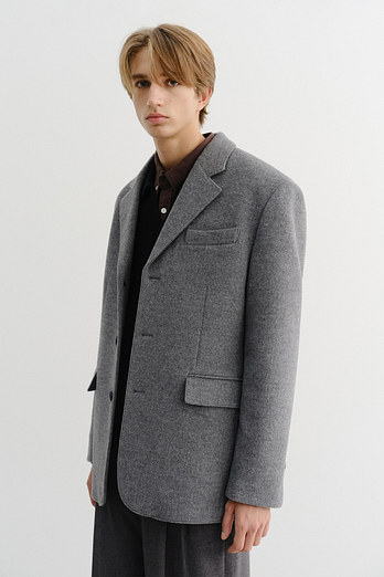 DUNST UNISEX 3 BUTTON CASHMERE JACKET MELANGE GREY_M_UDJA5D122G2 | 신세계V