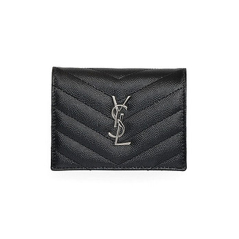 SAINT LAURENT [명품] 26FW 은장 플랩 코인 반지갑 블랙 668290 BOWA2 1000 50955504 | 신세계V