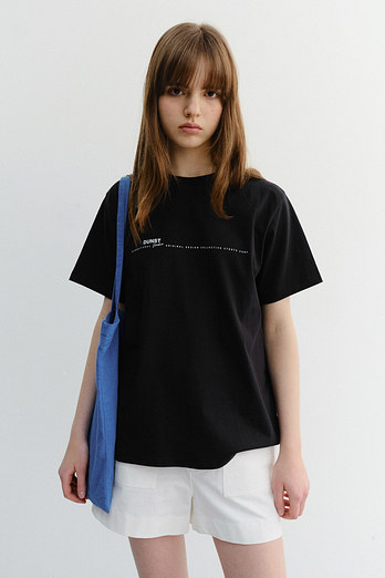 DUNST UNISEX MINIMAL LETTERING T-SHIRT BLACK_UDTS6B147BK | 신세계V