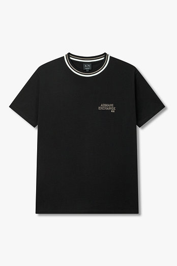 ARMANI EXCHANGE 남성 배색 립 니트 크루넥 티셔츠 | 신세계V