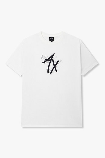 ARMANI EXCHANGE 남성 헤링본 웨빙 로고 디테일 티셔츠 | 신세계V
