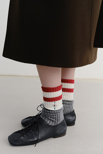 DUNST APRES SKI CREW SOCKS GREY RED STRIPE_UDSS5F103G3 | 신세계V
