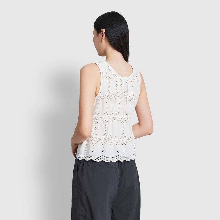 여 아일렛 민소매 블라우스