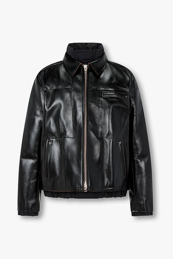 SACAI 남성 레더 푸퍼 블루종 | 신세계V