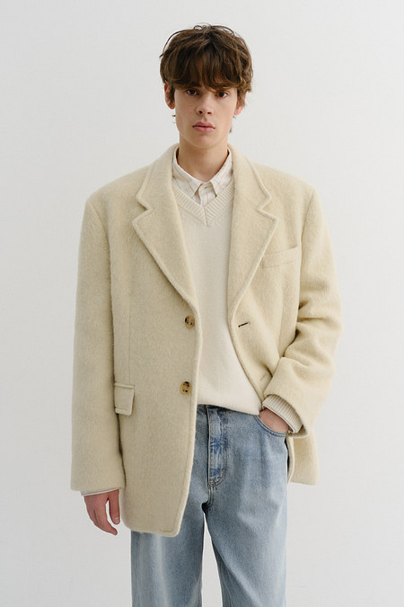 DUNST UNISEX ALPACA BLAZER COAT BUTTER BEIGE_M_UDJA5D123Y1 | 신세계V