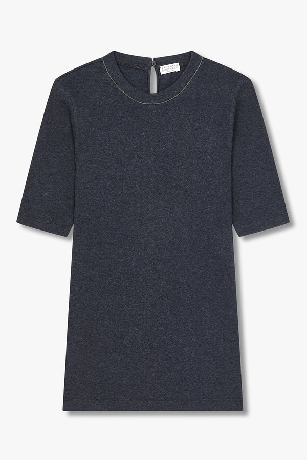 BRUNELLO CUCINELLI(브루넬로 쿠치넬리) 여성 리브드 스트레치 코튼 티셔츠 | 신세계V