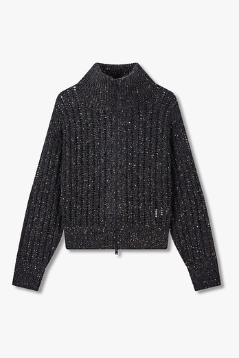 BRUNELLO CUCINELLI 여성 스팽글 디테일 하이넥 니트 가디건 | 신세계V