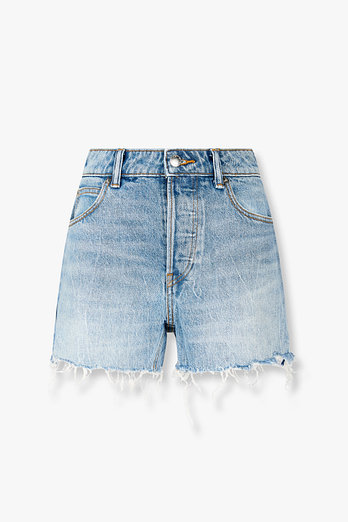 ALEXANDERWANG 백 포켓 디스트로이드 로고 데님 쇼츠 | 신세계V