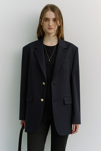 DUNST UNISEX 2 BUTTON WOOL BLAZER NAVY_UDJA6A102N2 | 신세계V