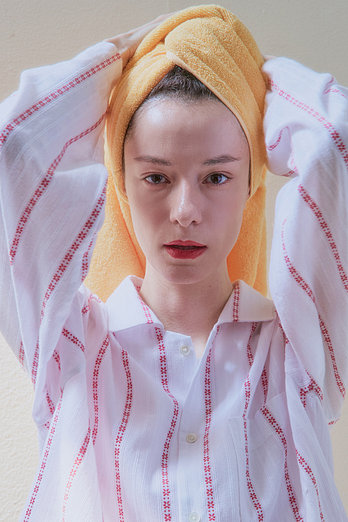 PAUSE PLEASE 100% Cotton Pajamas for Woman (Lace Striped-Red) | 신세계V