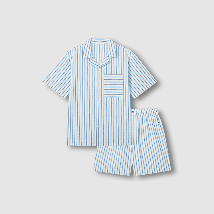 [Patina by JAJU] [공용] 서프 시어서커 4부 파자마 세트 [S~XL]