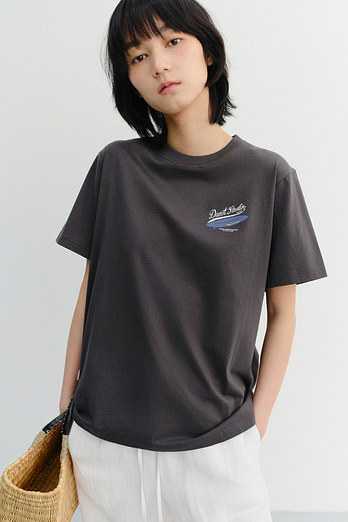 DUNST UNISEX SUMMER HOLIDAY SURF BOARD T-SHIRT CHARCOAL GREY_UDTS6B133CG | 신세계V