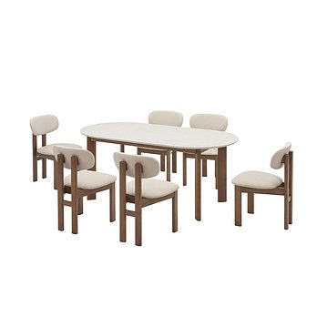 CASAMIA 오뜨 우드 LPM식탁 6인세트 180cm 브라운_체어 6EA | 신세계V
