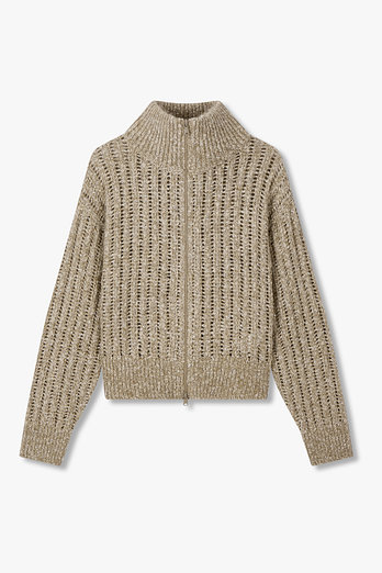 BRUNELLO CUCINELLI 여성 스팽글 디테일 하이넥 니트 가디건 | 신세계V