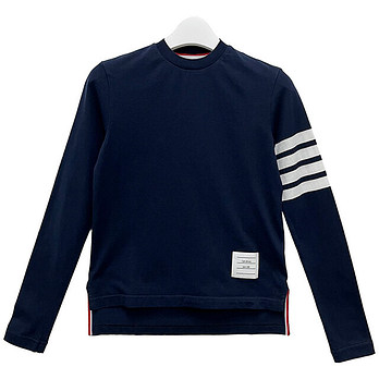 THOM BROWNE [명품] 26FW 톰브라운 사선 완장 4바 긴팔티 네이비 FJS103G 07862 415 50993845 | 신세계V