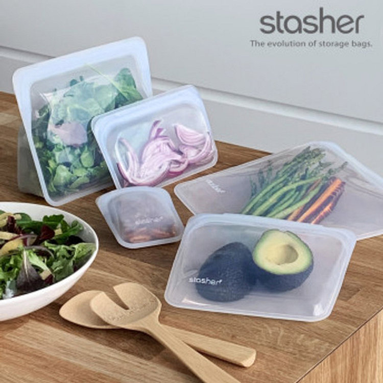 STASHER(스타셔) [SET] 스타셔 실리콘 푸드백 스탠드업 투명파우치 3종 3P 세트 | 신세계V