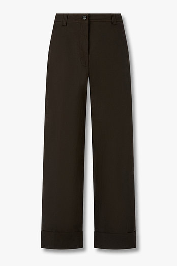 DRIES VAN NOTEN 스트레치 코튼 롤업 팬츠(다크 브라운) | 신세계V