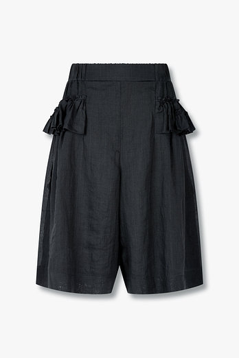 DRIES VAN NOTEN 러플 디테일 린넨 하프 팬츠 | 신세계V