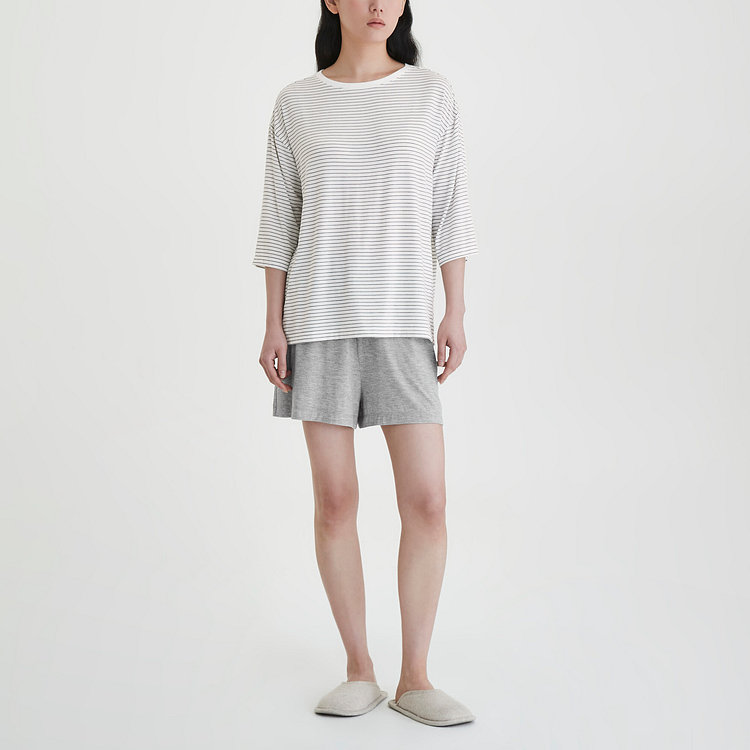 여 레이온 스트레치 5부 라운지 티셔츠
