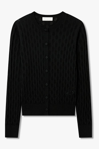 DRIES VAN NOTEN 케이블 아일렛 니트 가디건(블랙) | 신세계V