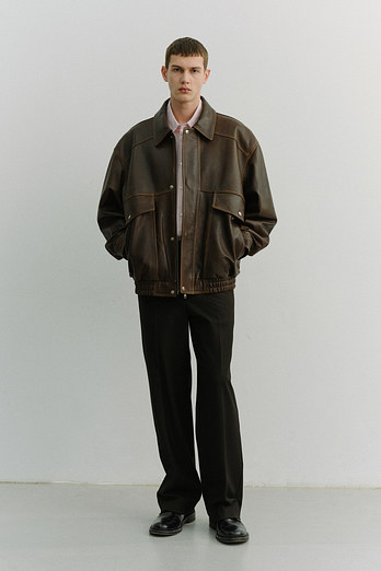 DUNST UNISEX OVERSIZED VINTAGE LEATHER BLOUSON BRUSHED BROWN_M_UDJU6A103W2 | 신세계V