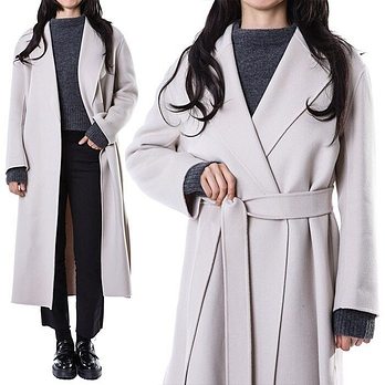 MAX MARA [명품] 막스마라 LIVIA 100% 버진울 벨티드 롱 코트 아이보리2519011011 000 055 48078440 | 신세계V