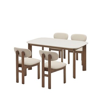 CASAMIA 오뜨 우드 LPM식탁 4인세트 150cm 브라운_체어 4EA | 신세계V