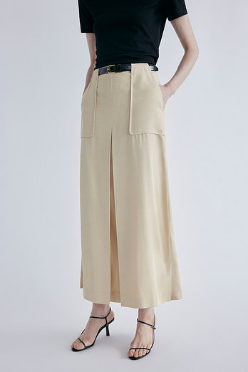 POTTERY W Silk Long Skirts_Yellow | 신세계V