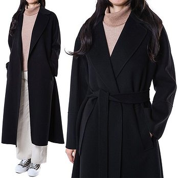 MAX MARA [명품] 막스마라 ELISA 100% 버진울 벨티드 더블랩 롱 코트 블랙2519011081 000 013 48078442 | 신세계V