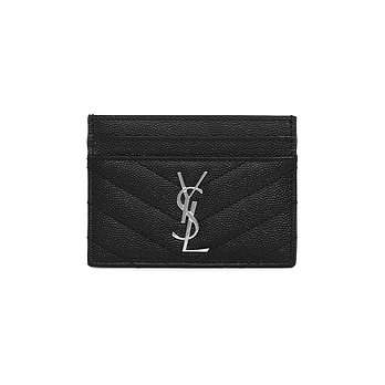 SAINT LAURENT 생로랑 423291 BOW02 1000 카산드라 모노그램 마틀라세 은장 카드지갑 | 신세계V