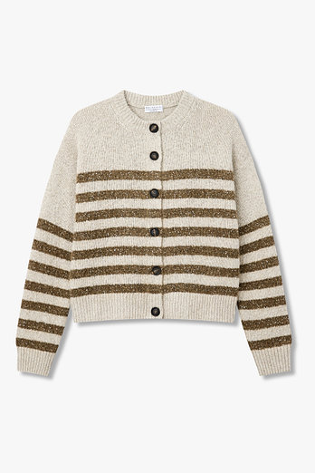 BRUNELLO CUCINELLI 여성 시퀸 스트라이프 캐시미어 가디건 | 신세계V