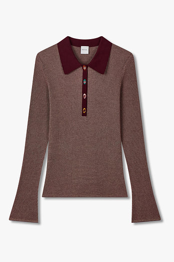 PAUL SMITH 여성 4 버튼 카라 니트 탑 | 신세계V